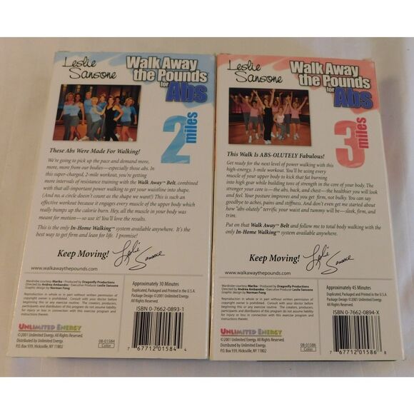 VHS Walk Away The Pounds For Abs Leslie Sansone 2, 2001 Set - Picture 3 of 4